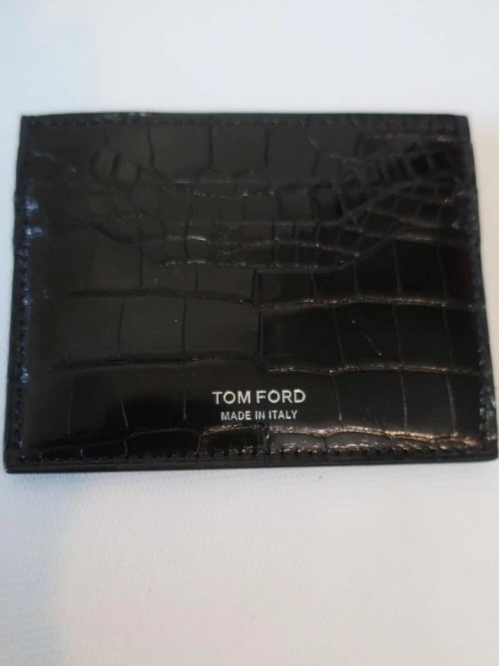 AUTHENTIC NIB Mens Tom Ford Black American Alligator Leather Card Holder Wallet